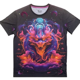 Футболки с полной запечаткой: неоновий дракон 2